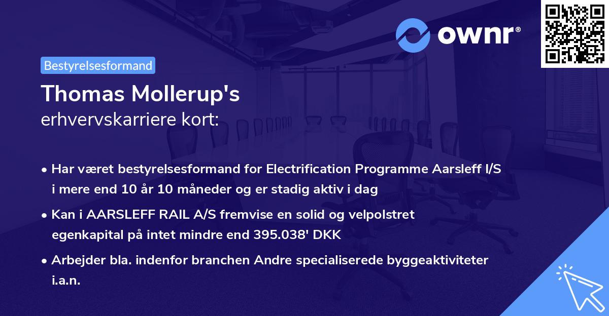 Thomas Mollerup's erhvervskarriere kort