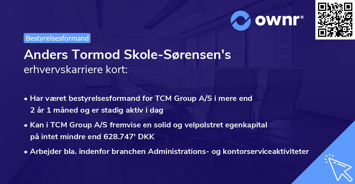 Anders Tormod Skole-Sørensen's erhvervskarriere kort