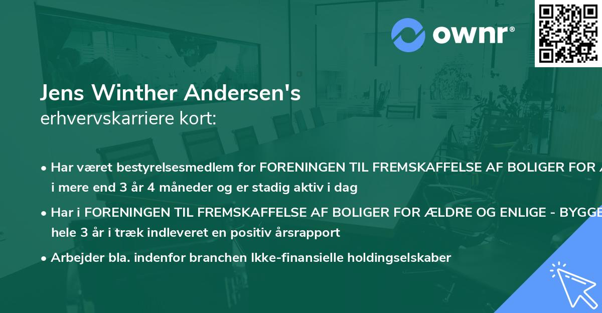Jens Winther Andersen's erhvervskarriere kort