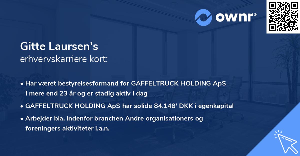 Gitte Laursen's erhvervskarriere kort