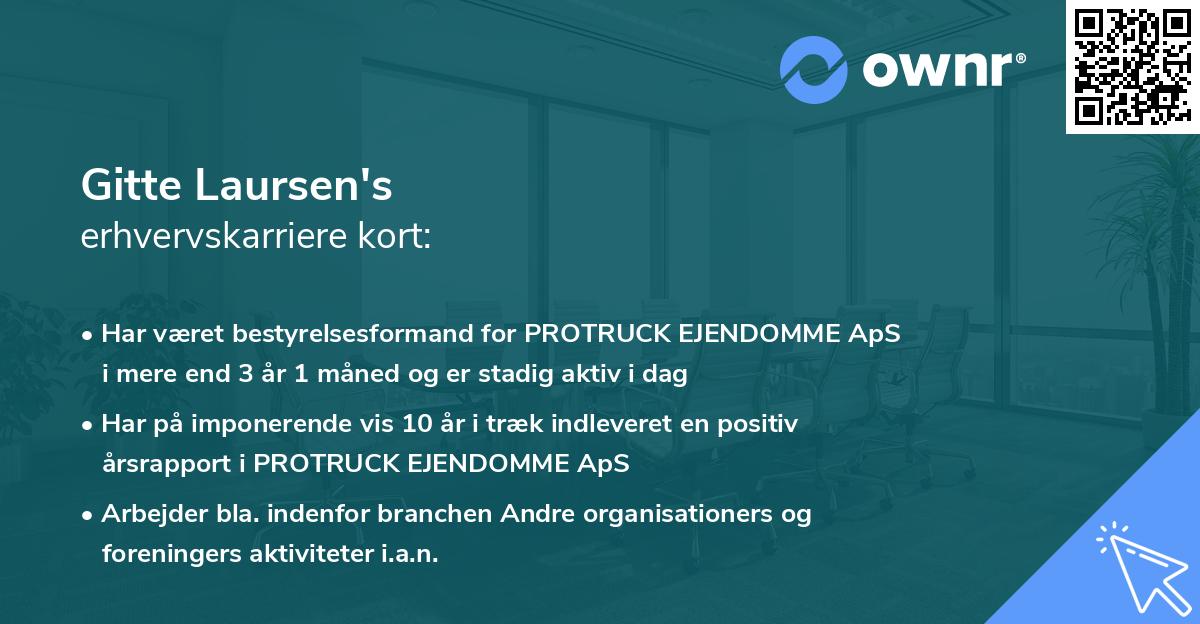 Gitte Laursen's erhvervskarriere kort
