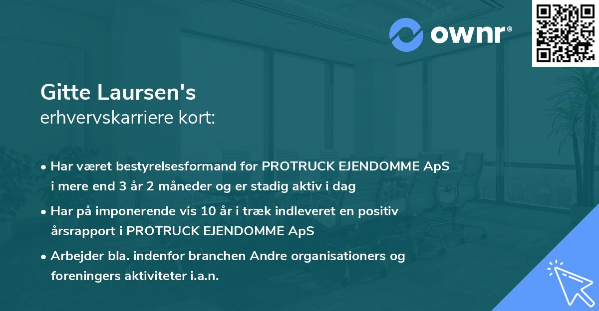 Gitte Laursen's erhvervskarriere kort