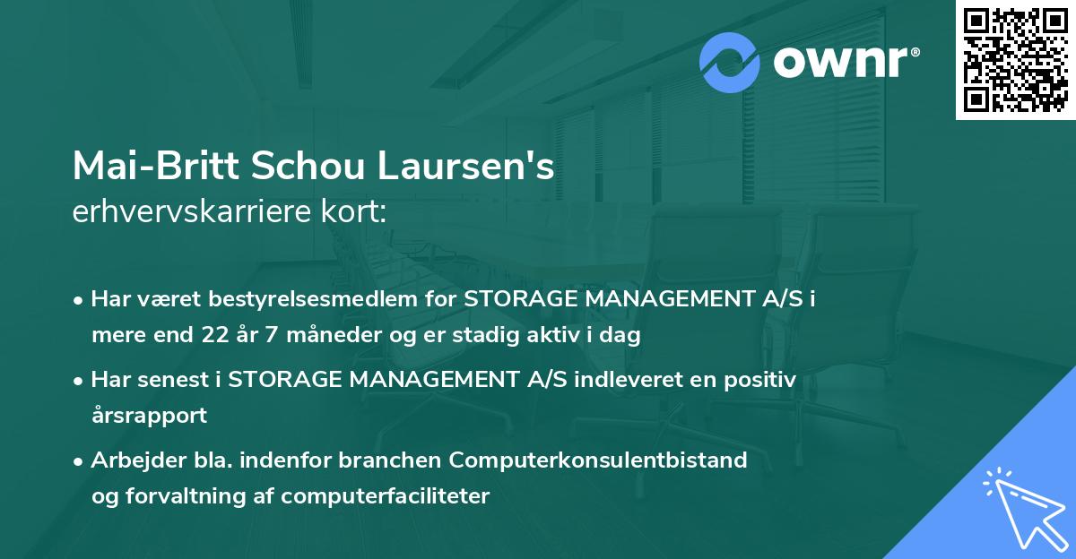 Mai-Britt Schou Laursen's erhvervskarriere kort