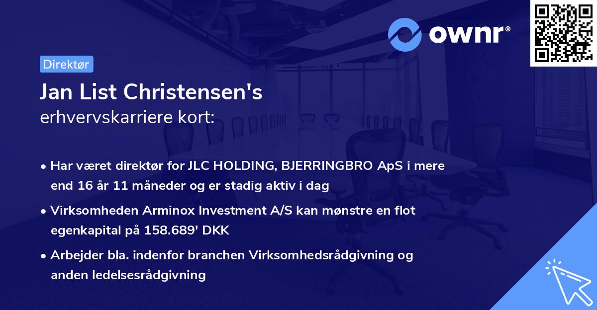 Jan List Christensen's erhvervskarriere kort