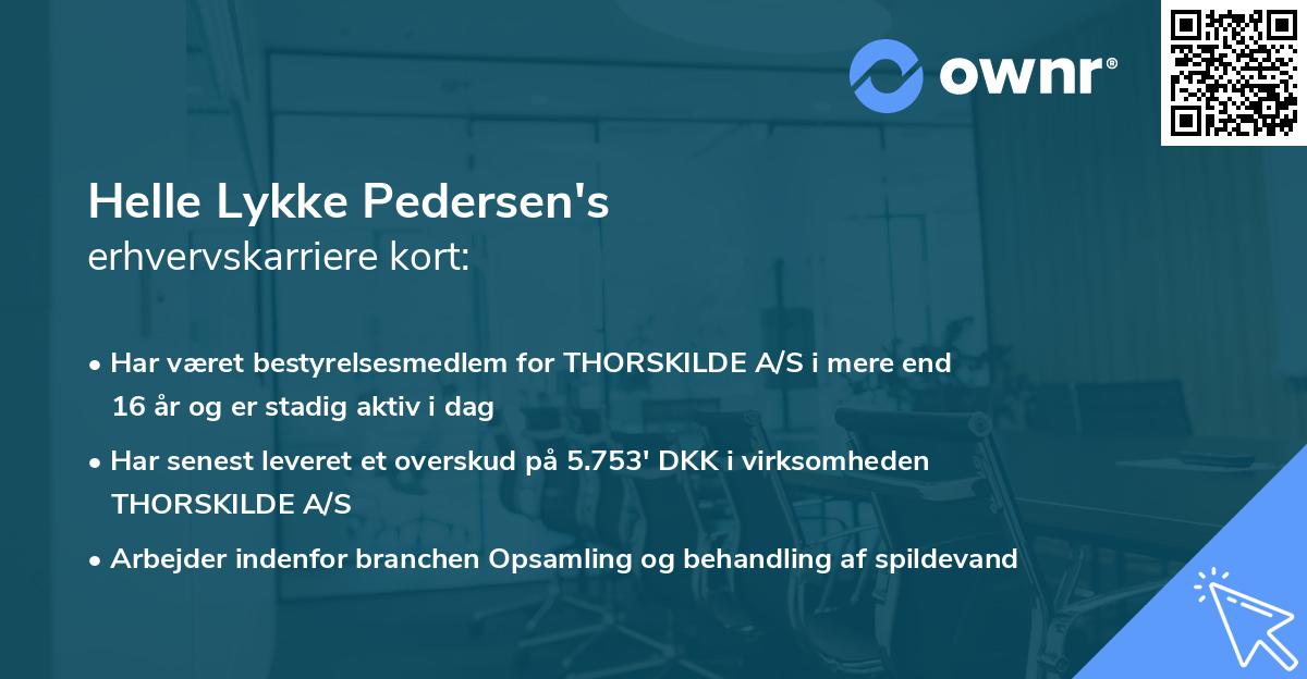 Helle Lykke Pedersen's erhvervskarriere kort