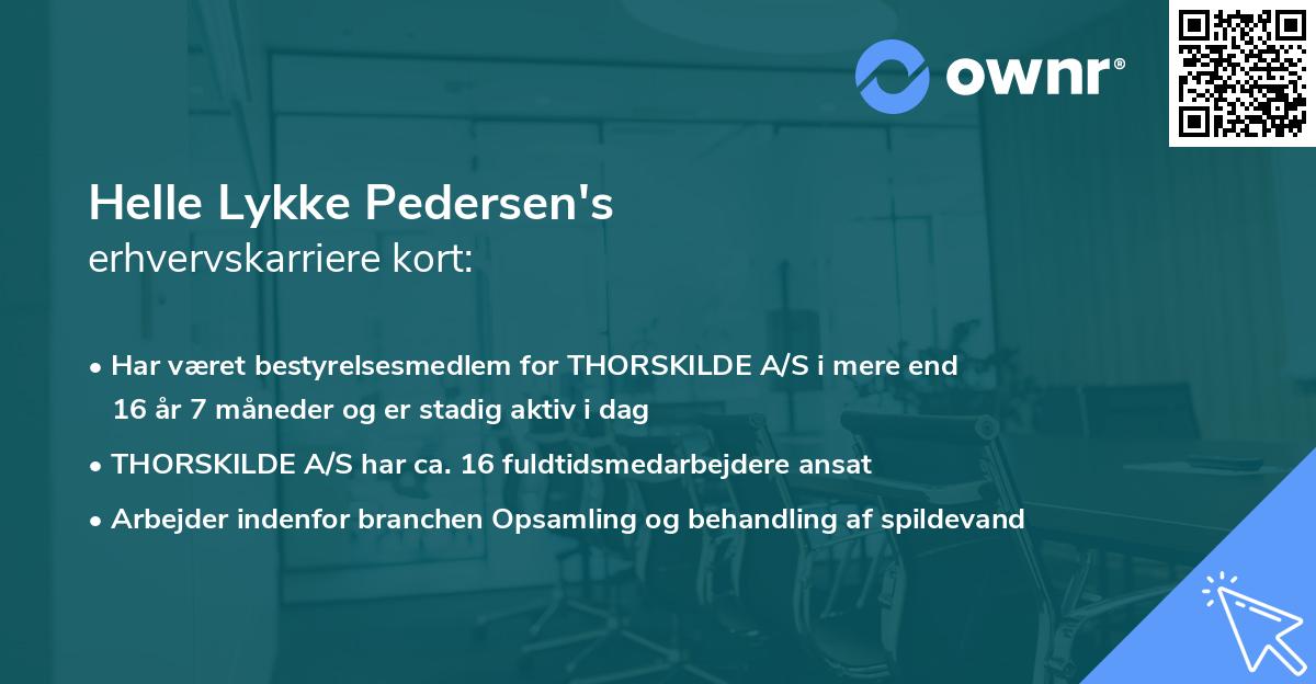 Helle Lykke Pedersen's erhvervskarriere kort
