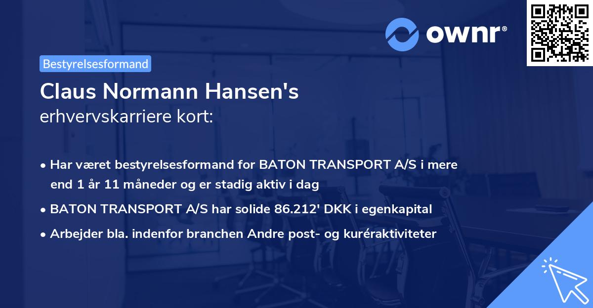 Claus Normann Hansen's erhvervskarriere kort