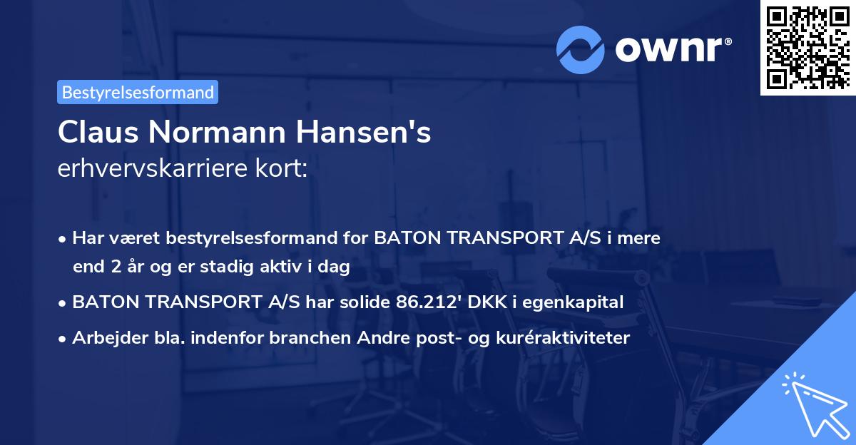 Claus Normann Hansen's erhvervskarriere kort