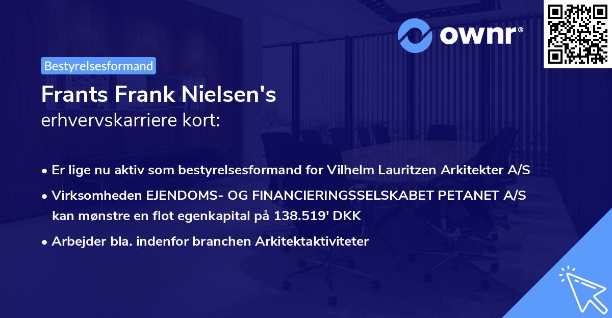 Frants Frank Nielsen's erhvervskarriere kort