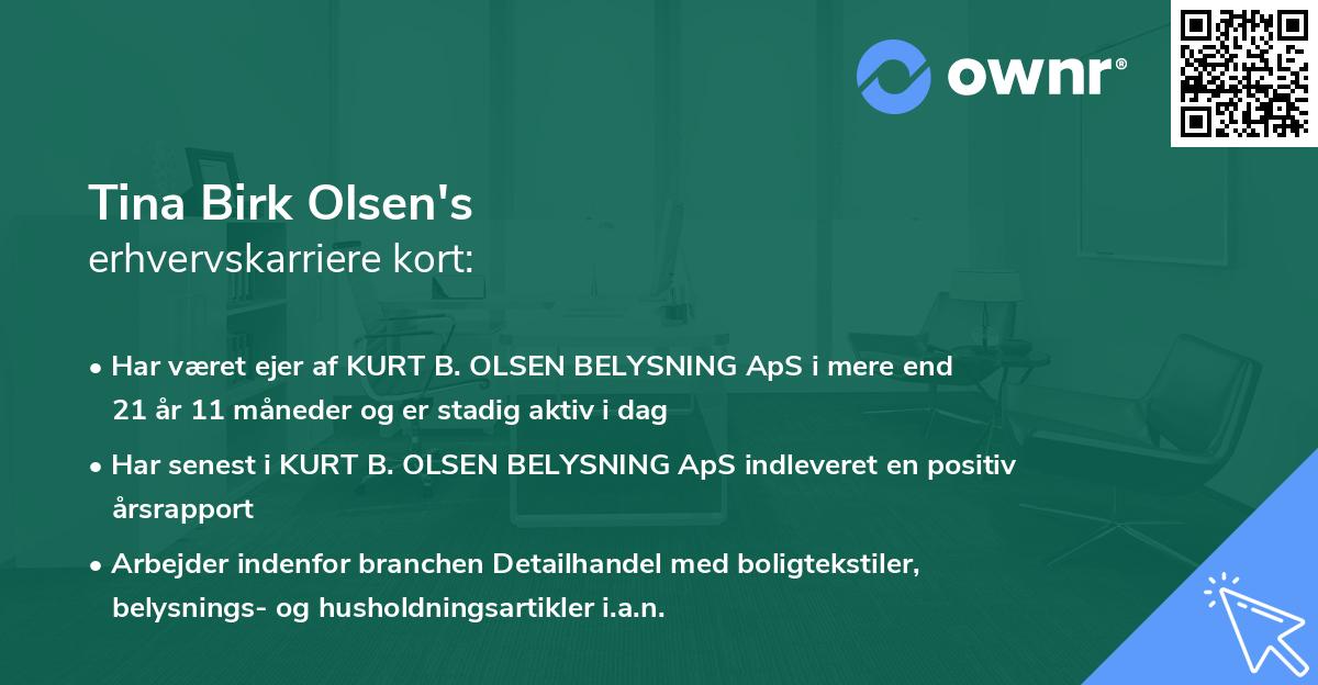 Tina Birk Olsen's erhvervskarriere kort