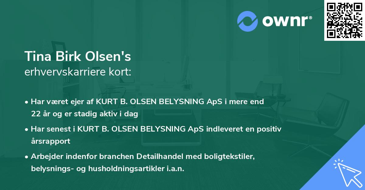 Tina Birk Olsen's erhvervskarriere kort