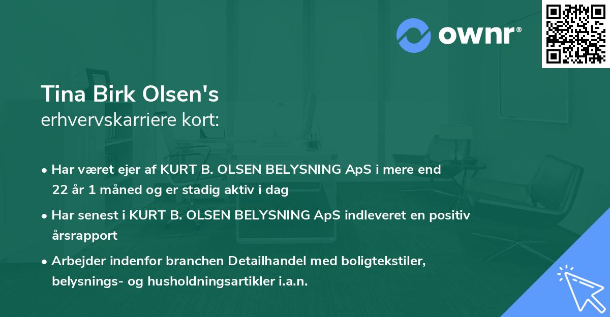 Tina Birk Olsen's erhvervskarriere kort