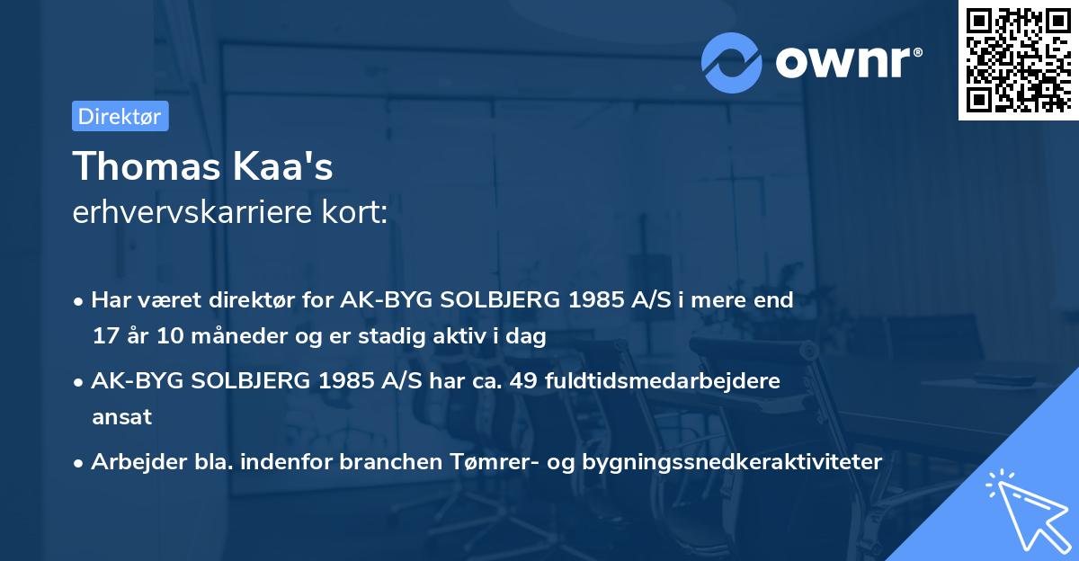 Thomas Kaa's erhvervskarriere kort