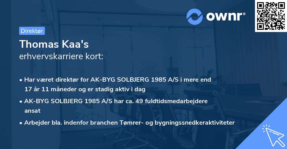 Thomas Kaa's erhvervskarriere kort