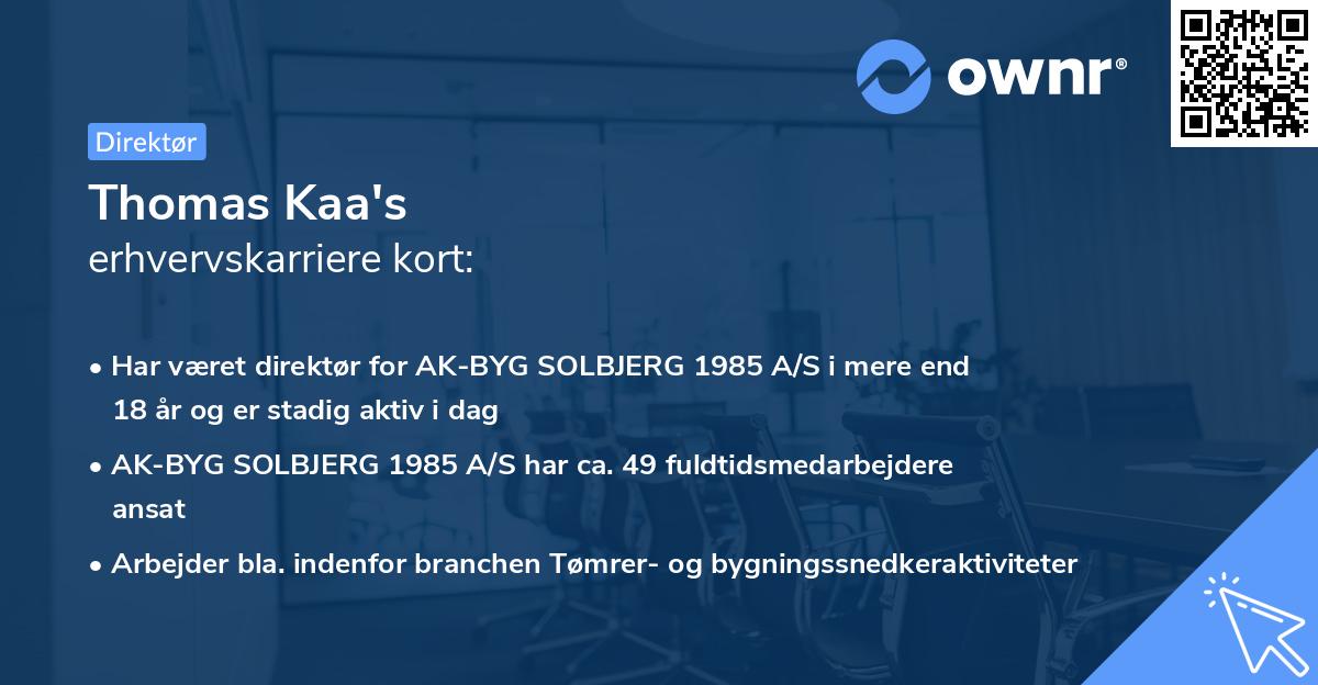 Thomas Kaa's erhvervskarriere kort