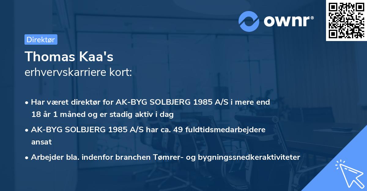 Thomas Kaa's erhvervskarriere kort