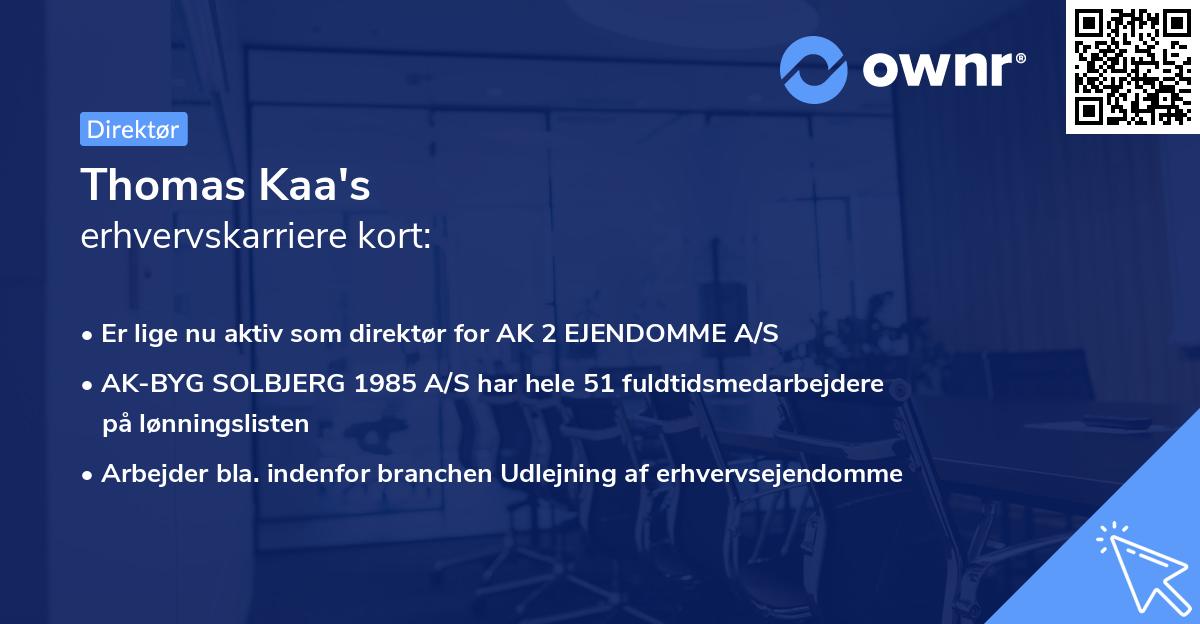 Thomas Kaa's erhvervskarriere kort