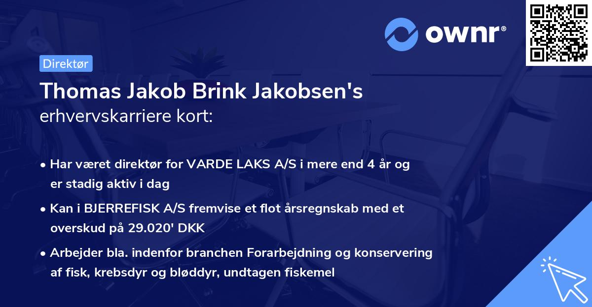 Thomas Jakob Brink Jakobsen's erhvervskarriere kort