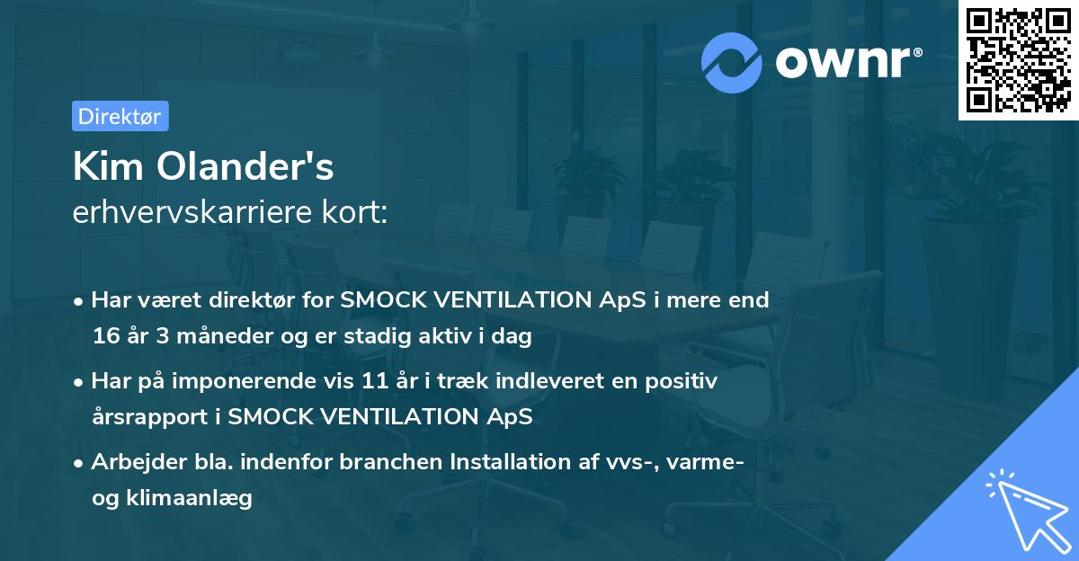 Kim Olander's erhvervskarriere kort