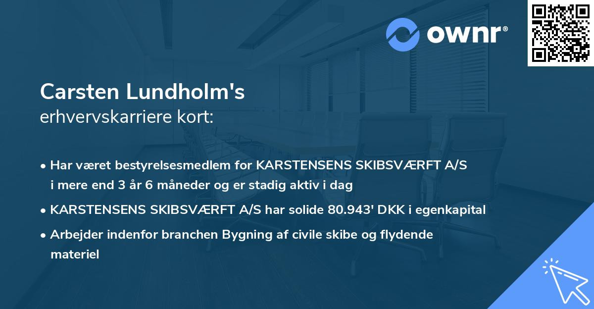 Carsten Lundholm's erhvervskarriere kort