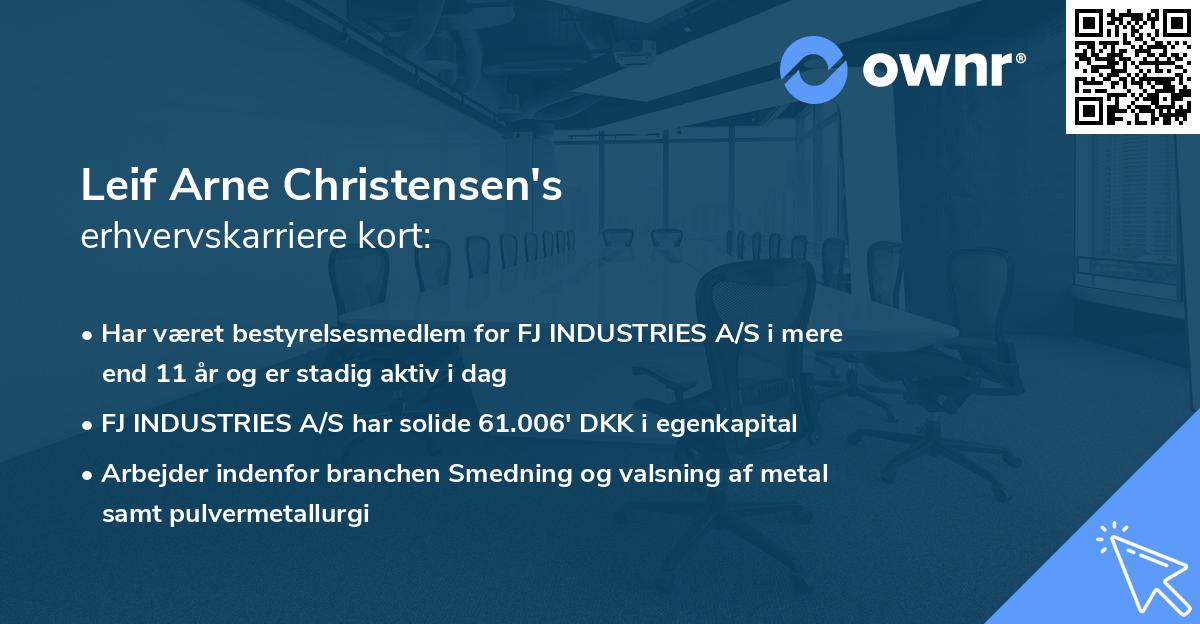 Leif Arne Christensen's erhvervskarriere kort