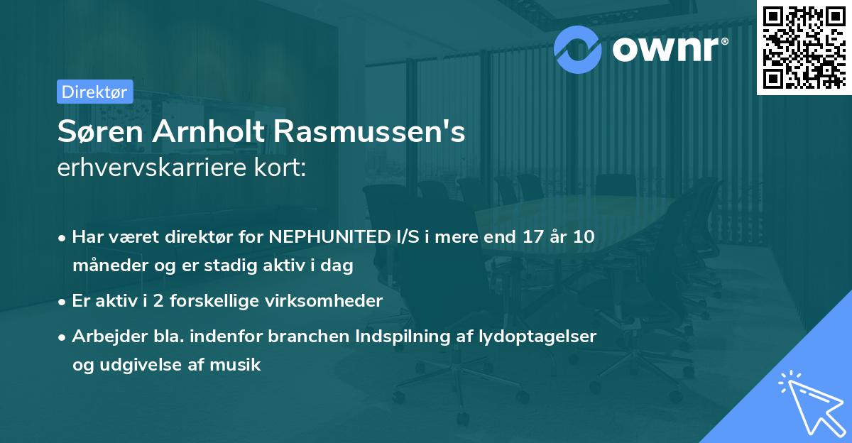 Søren Arnholt Rasmussen's erhvervskarriere kort