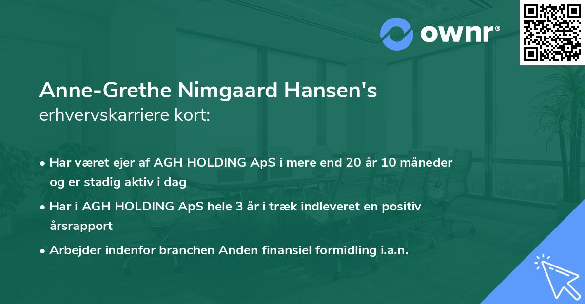 Anne-Grethe Nimgaard Hansen's erhvervskarriere kort