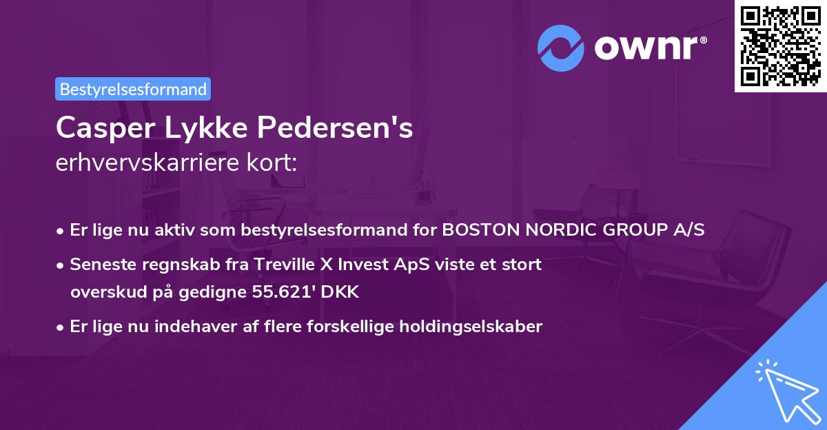 Casper Lykke Pedersen's erhvervskarriere kort