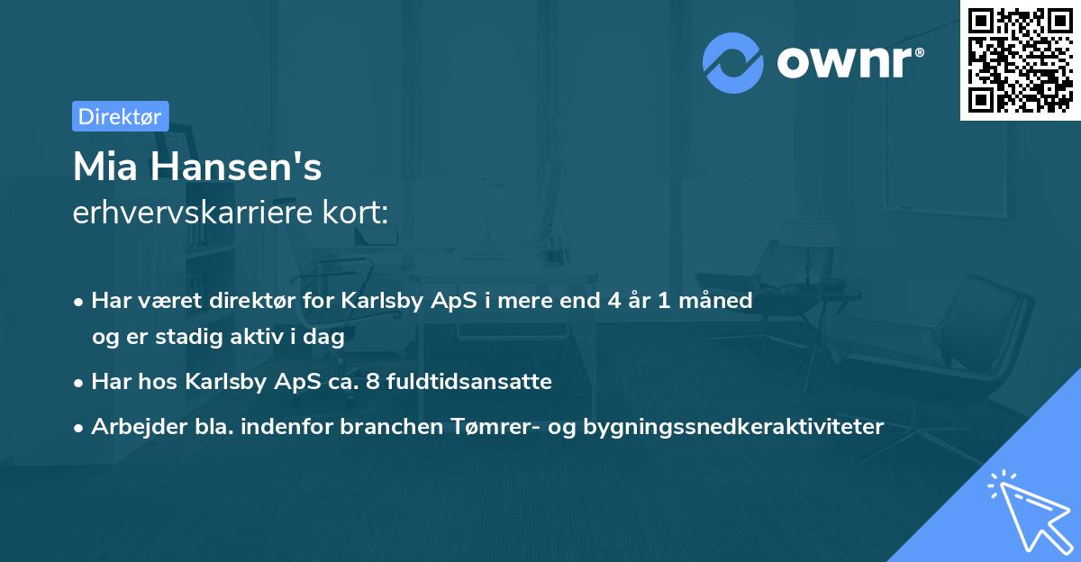 Mia Hansen's erhvervskarriere kort