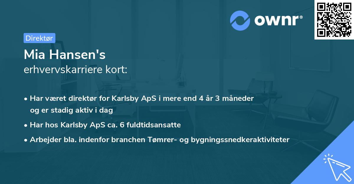 Mia Hansen's erhvervskarriere kort