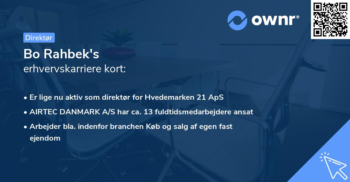 Bo Rahbek's erhvervskarriere kort