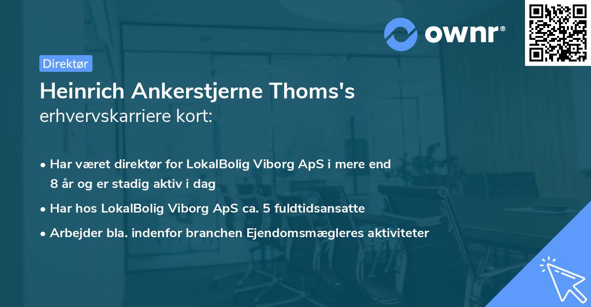 Heinrich Ankerstjerne Thoms's erhvervskarriere kort