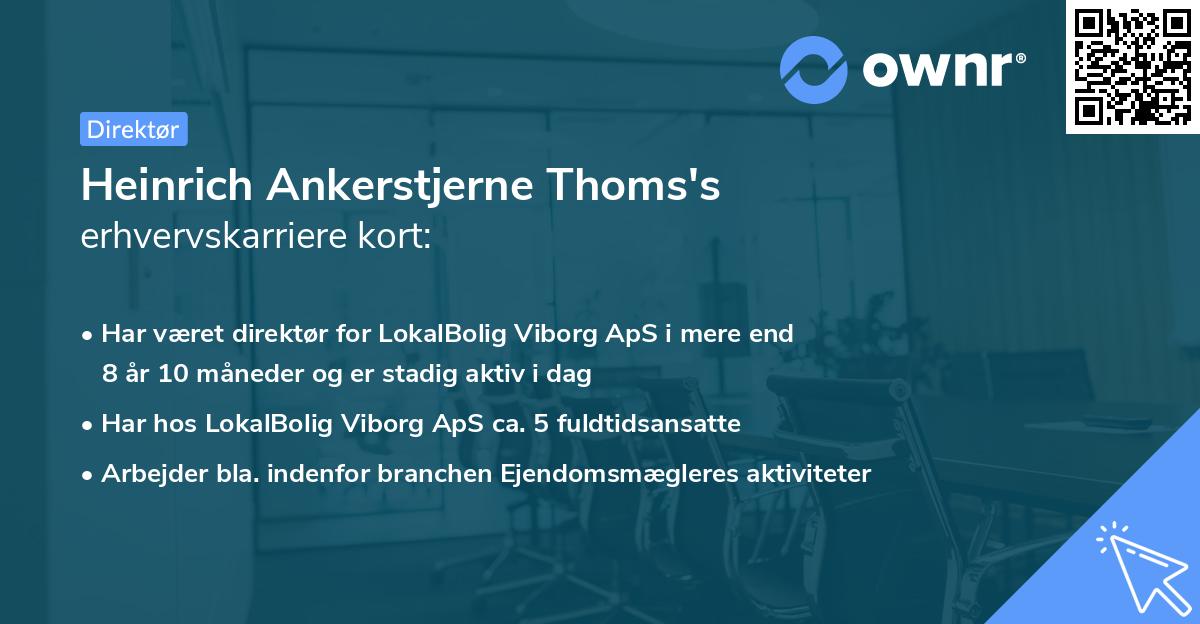 Heinrich Ankerstjerne Thoms's erhvervskarriere kort
