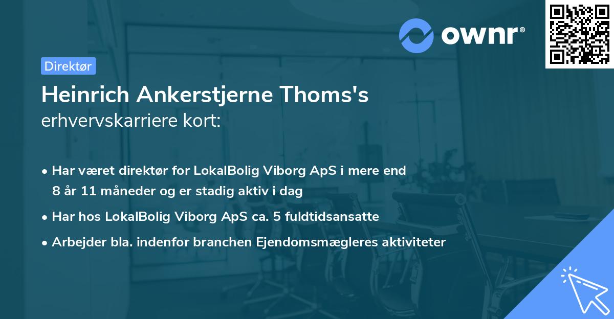 Heinrich Ankerstjerne Thoms's erhvervskarriere kort