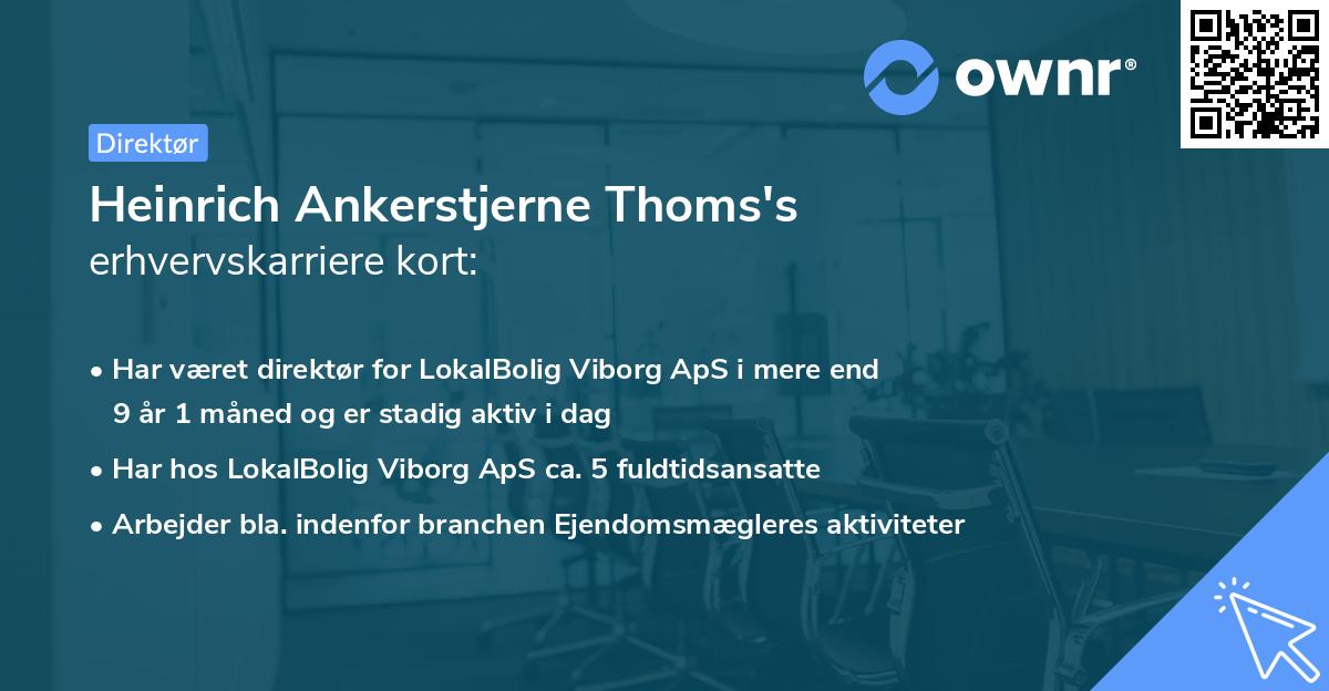 Heinrich Ankerstjerne Thoms's erhvervskarriere kort