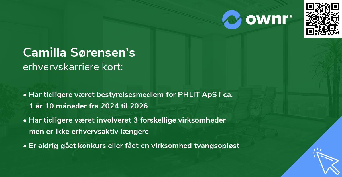 Camilla Sørensen's erhvervskarriere kort