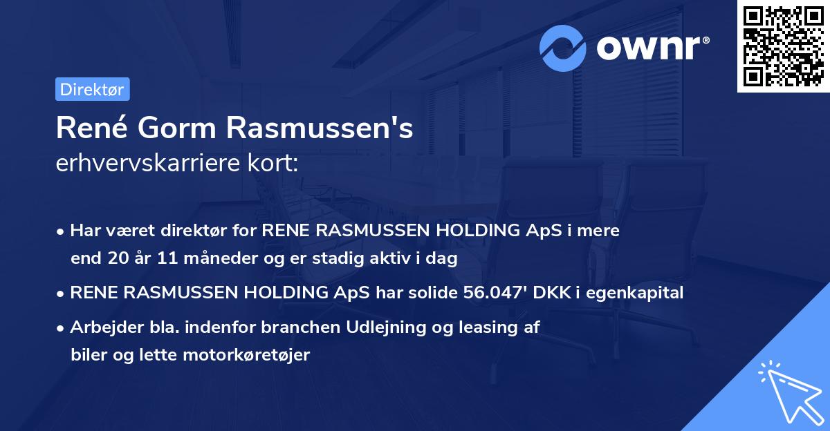 René Gorm Rasmussen's erhvervskarriere kort