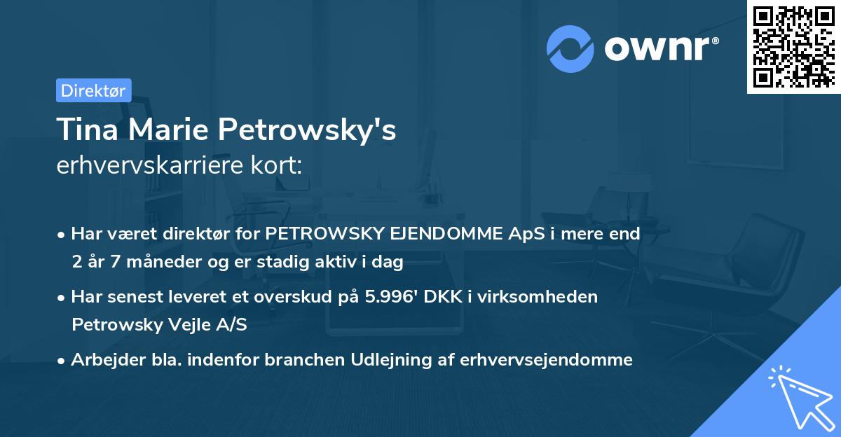 Tina Marie Petrowsky's erhvervskarriere kort