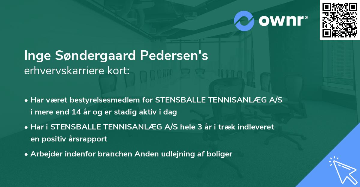 Inge Søndergaard Pedersen's erhvervskarriere kort