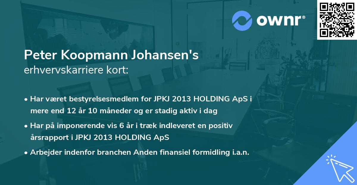 Peter Koopmann Johansen's erhvervskarriere kort