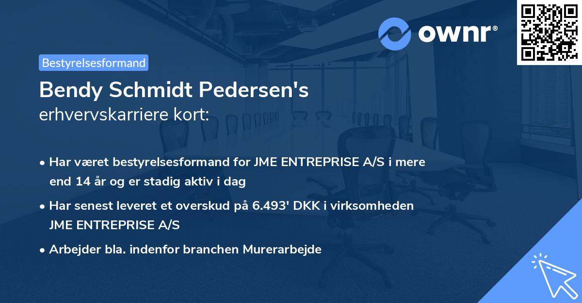 Bendy Schmidt Pedersen's erhvervskarriere kort