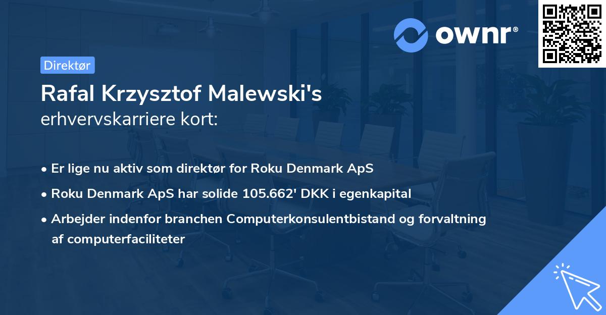 Rafal Krzysztof Malewski's erhvervskarriere kort