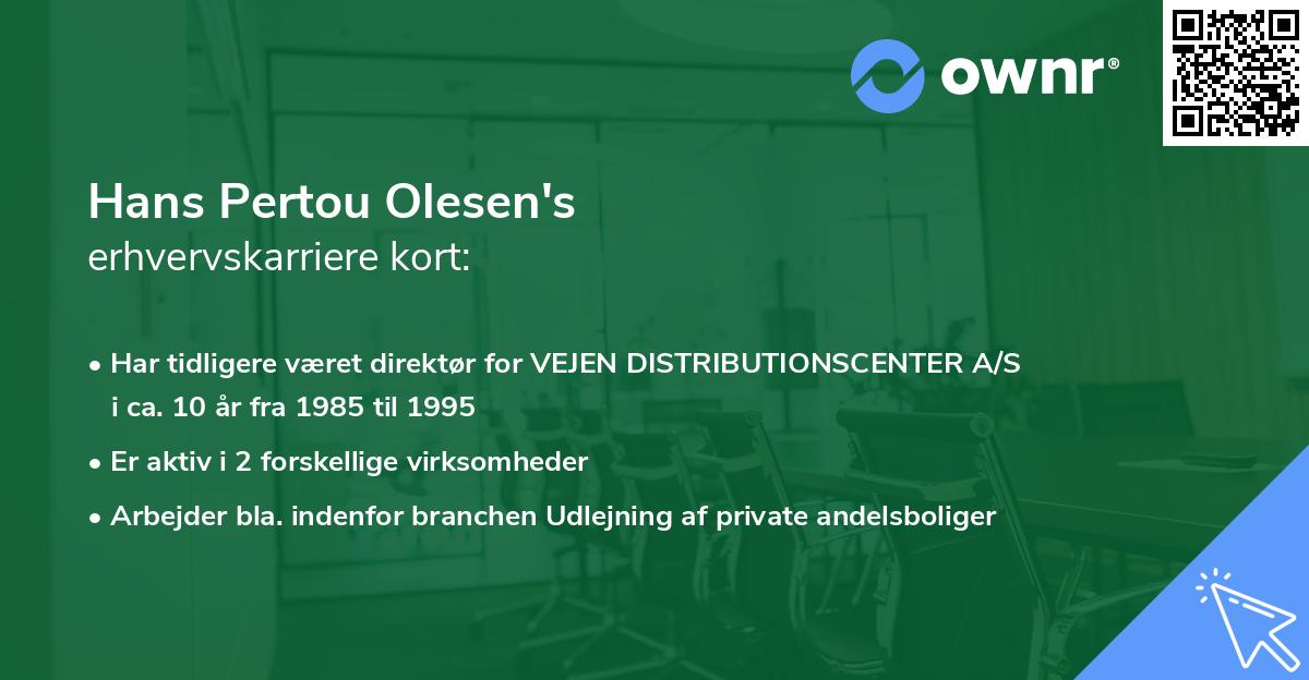 Hans Pertou Olesen's erhvervskarriere kort