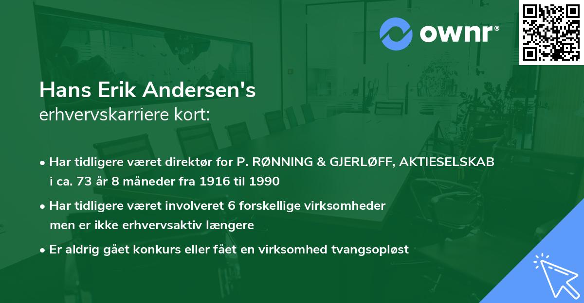 Hans Erik Andersen's erhvervskarriere kort
