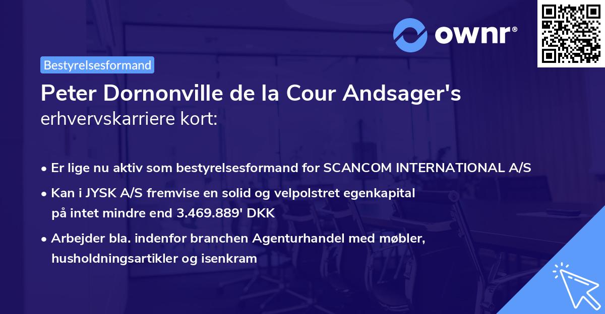 Peter Dornonville de la Cour Andsager's erhvervskarriere kort