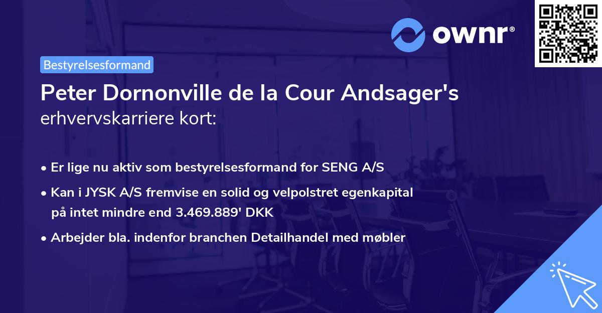 Peter Dornonville de la Cour Andsager's erhvervskarriere kort
