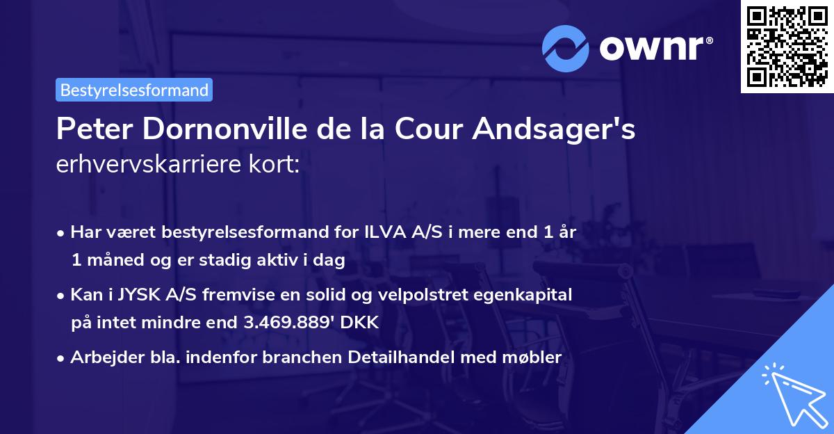Peter Dornonville de la Cour Andsager's erhvervskarriere kort