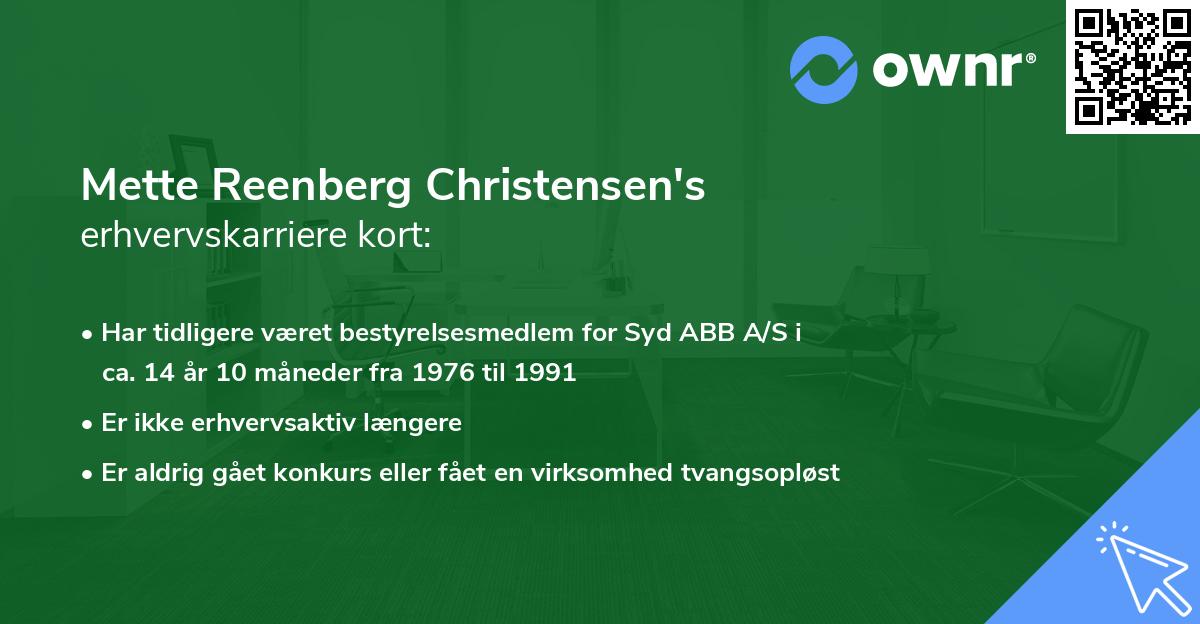 Mette Reenberg Christensen's erhvervskarriere kort