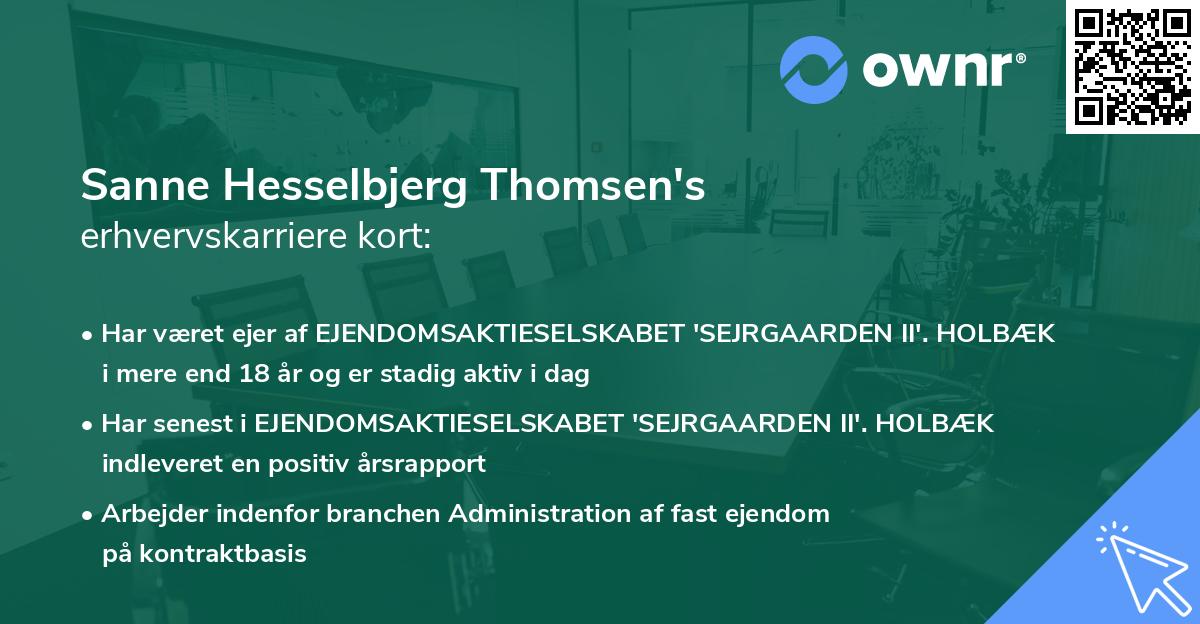 Sanne Hesselbjerg Thomsen's erhvervskarriere kort