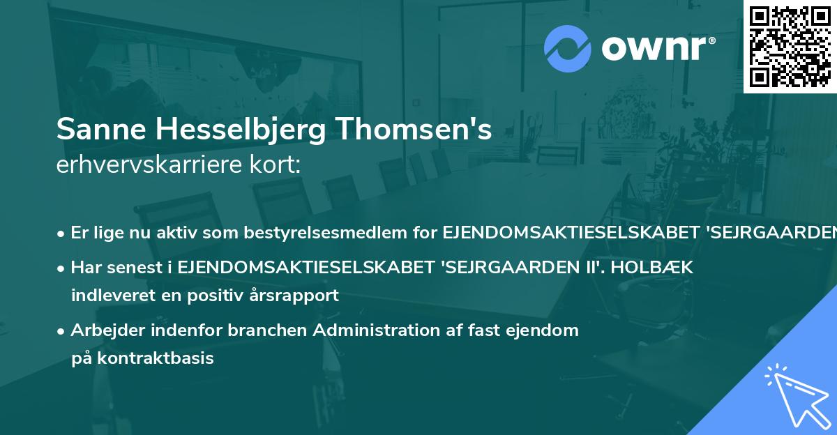 Sanne Hesselbjerg Thomsen's erhvervskarriere kort